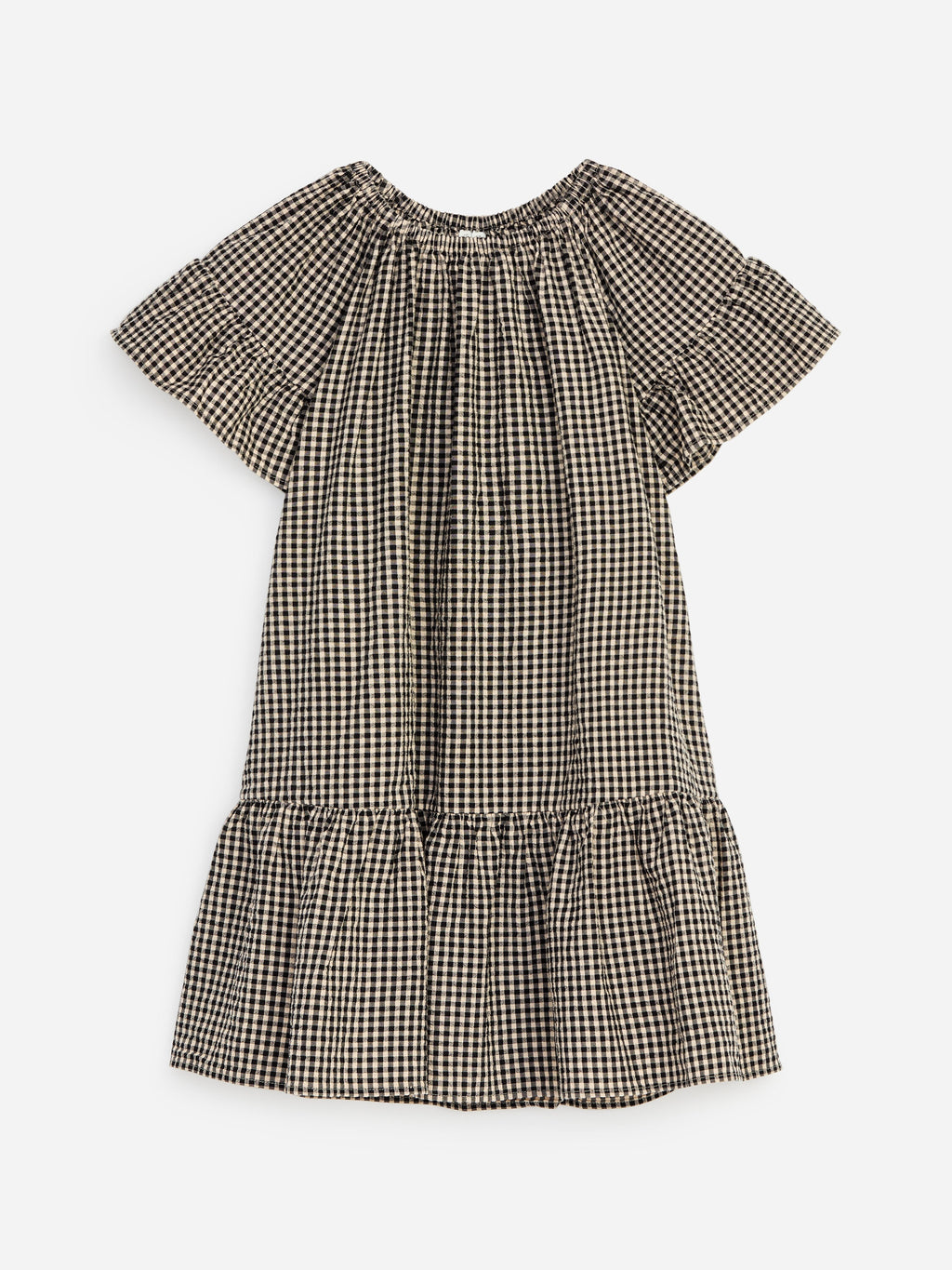 Cotton Muslin Frill Dress - Beige