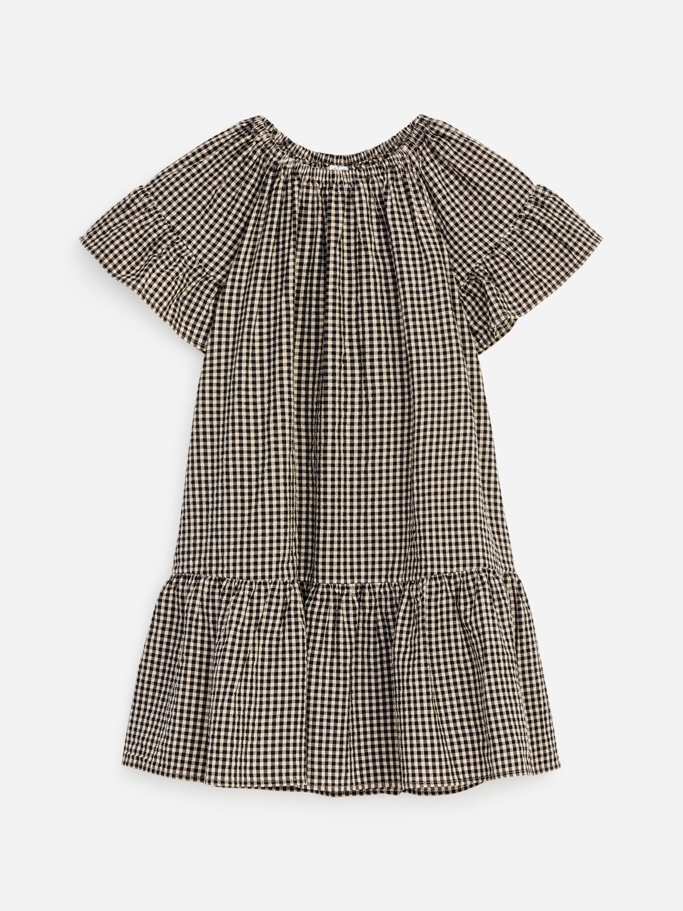 Cotton Muslin Frill Dress - Beige