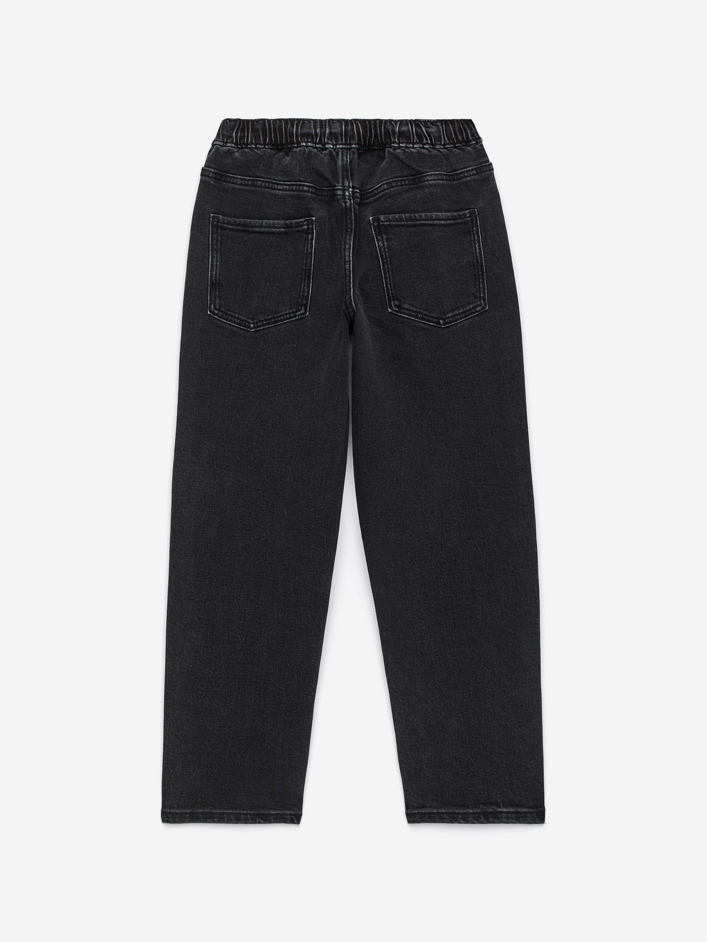 Pull-On Denim Trousers - Black - Image 2