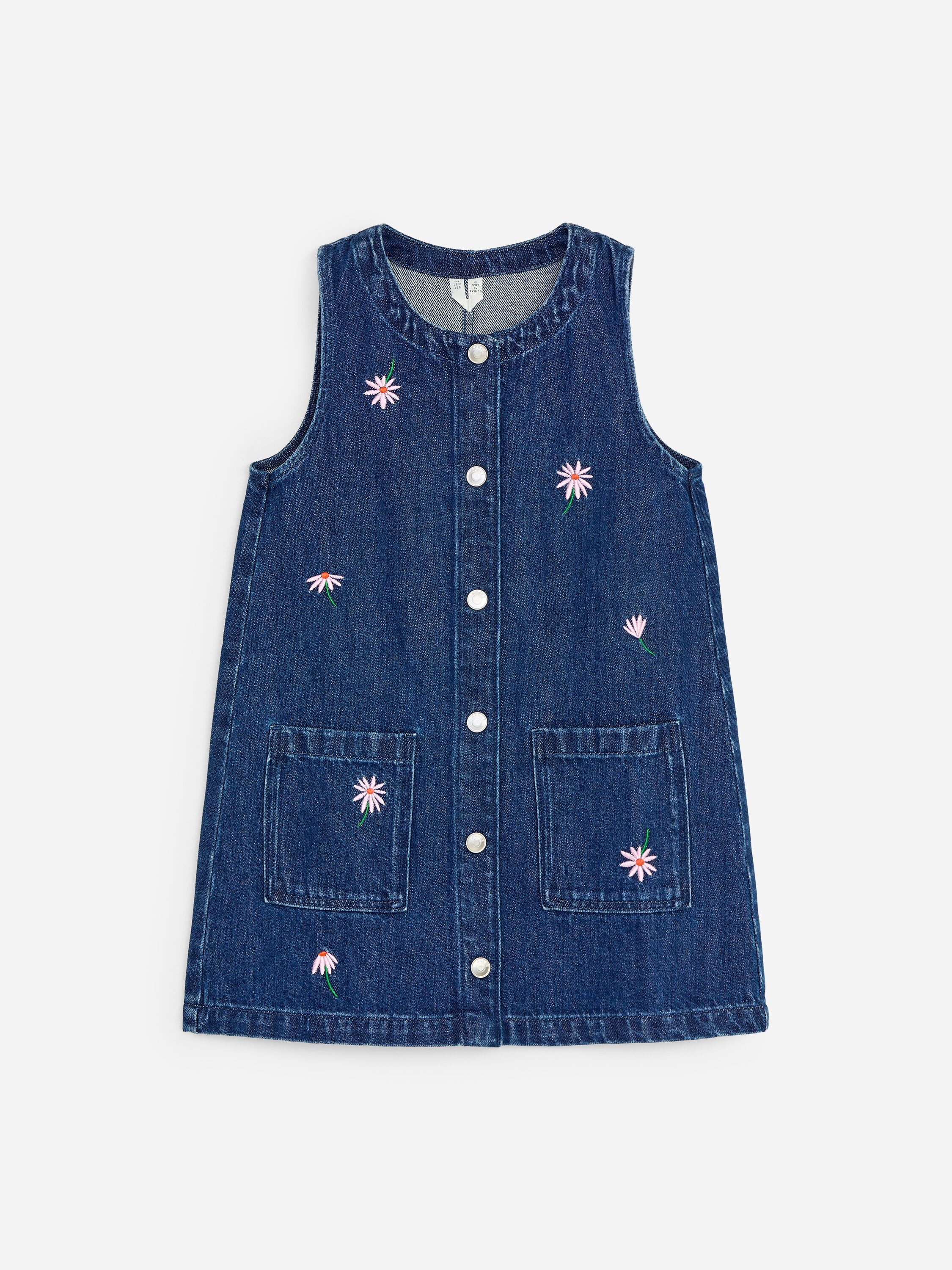 Embroidered Denim Dress - Blue