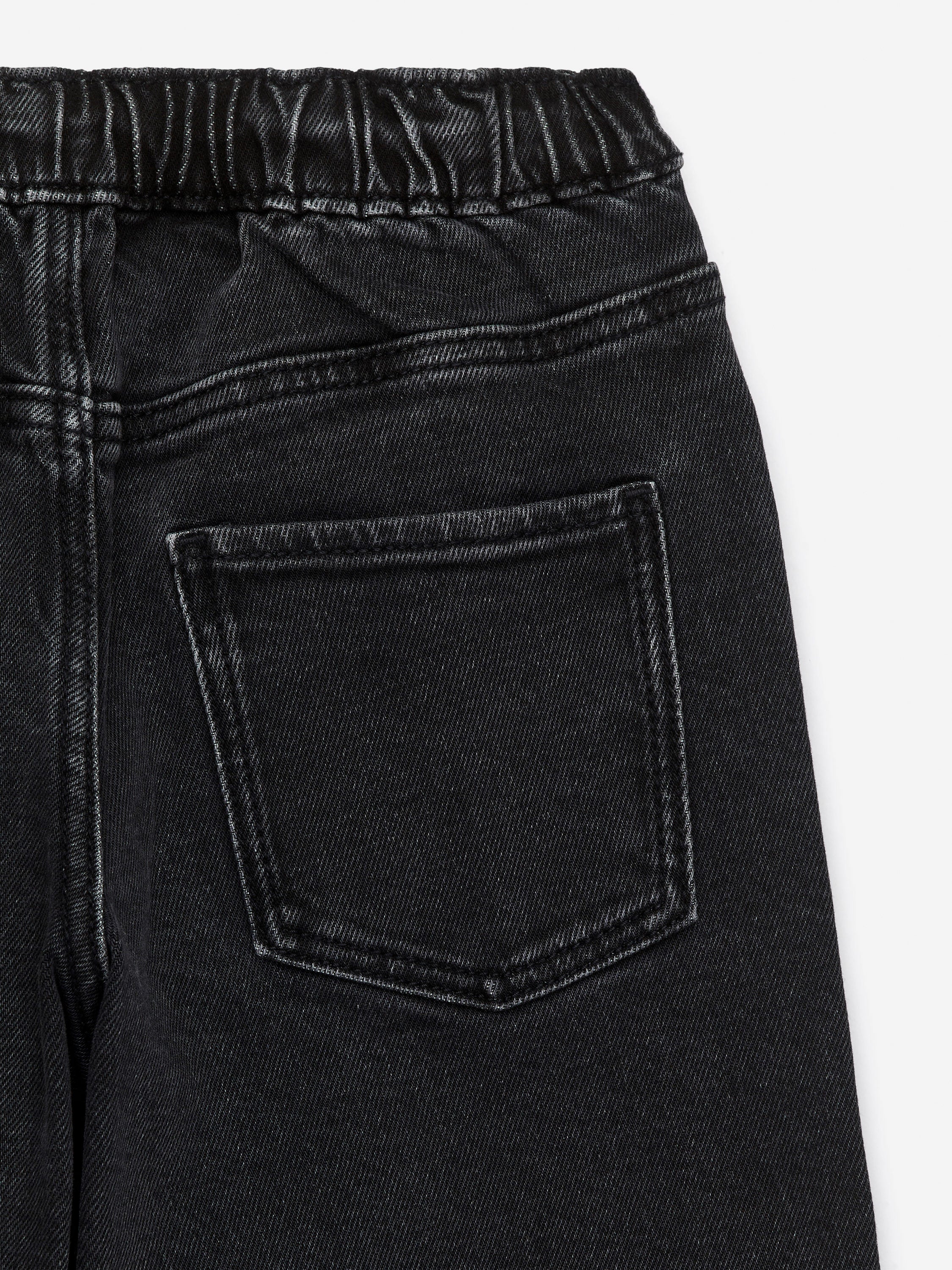 Pull-On Denim Trousers - Black - Image 3