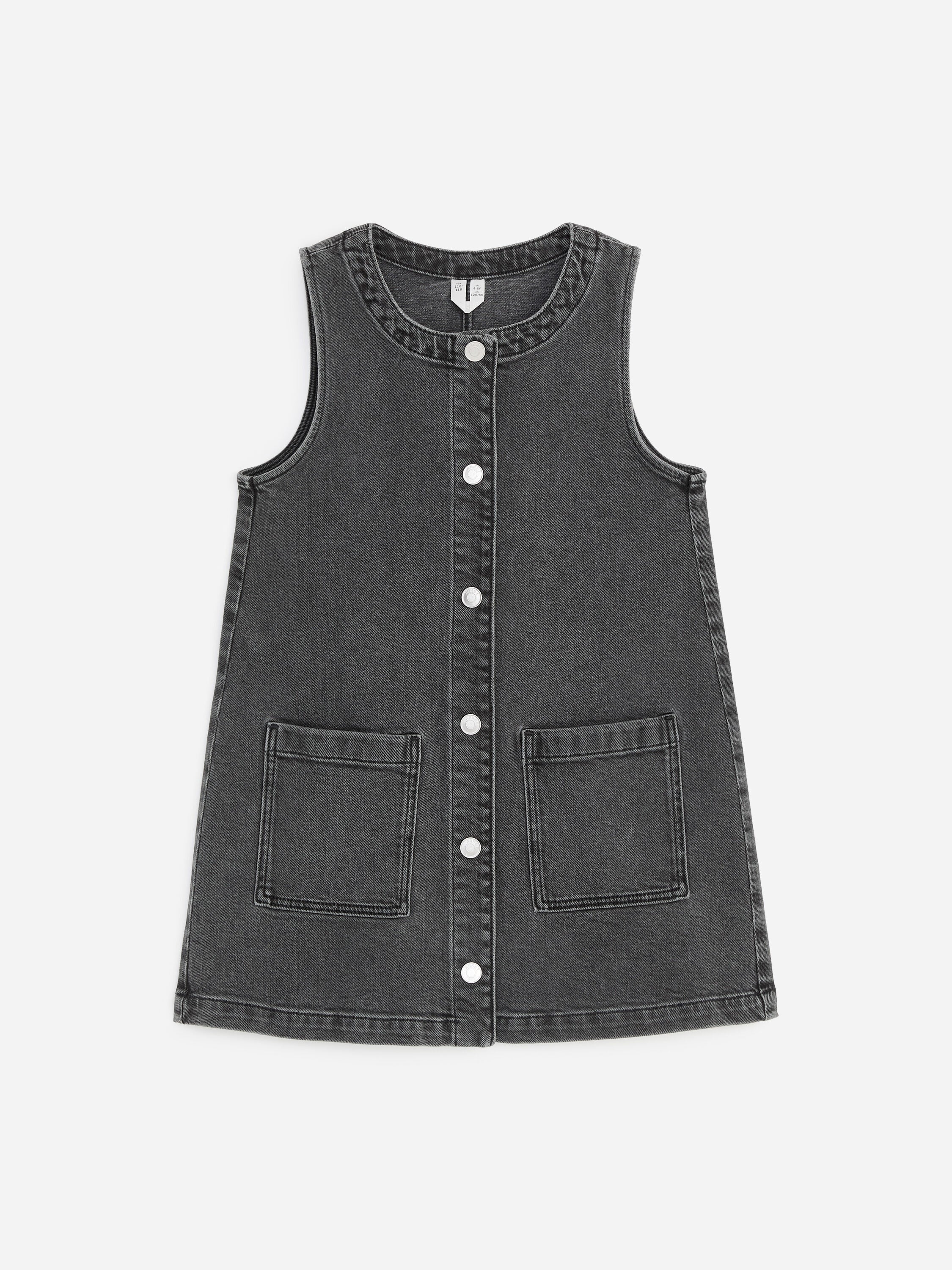 Sleeveless Denim Dress - Black
