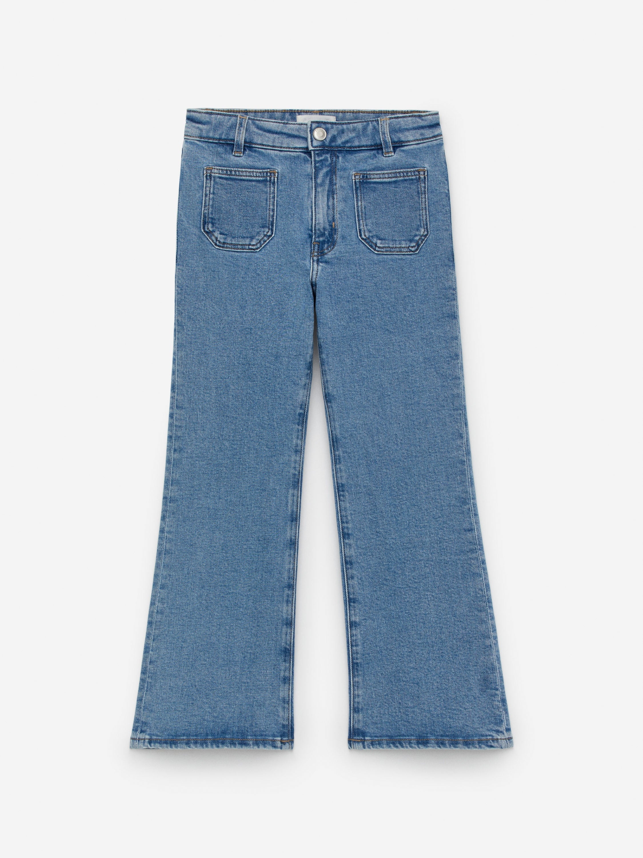 Flared Denim Trousers - Blue