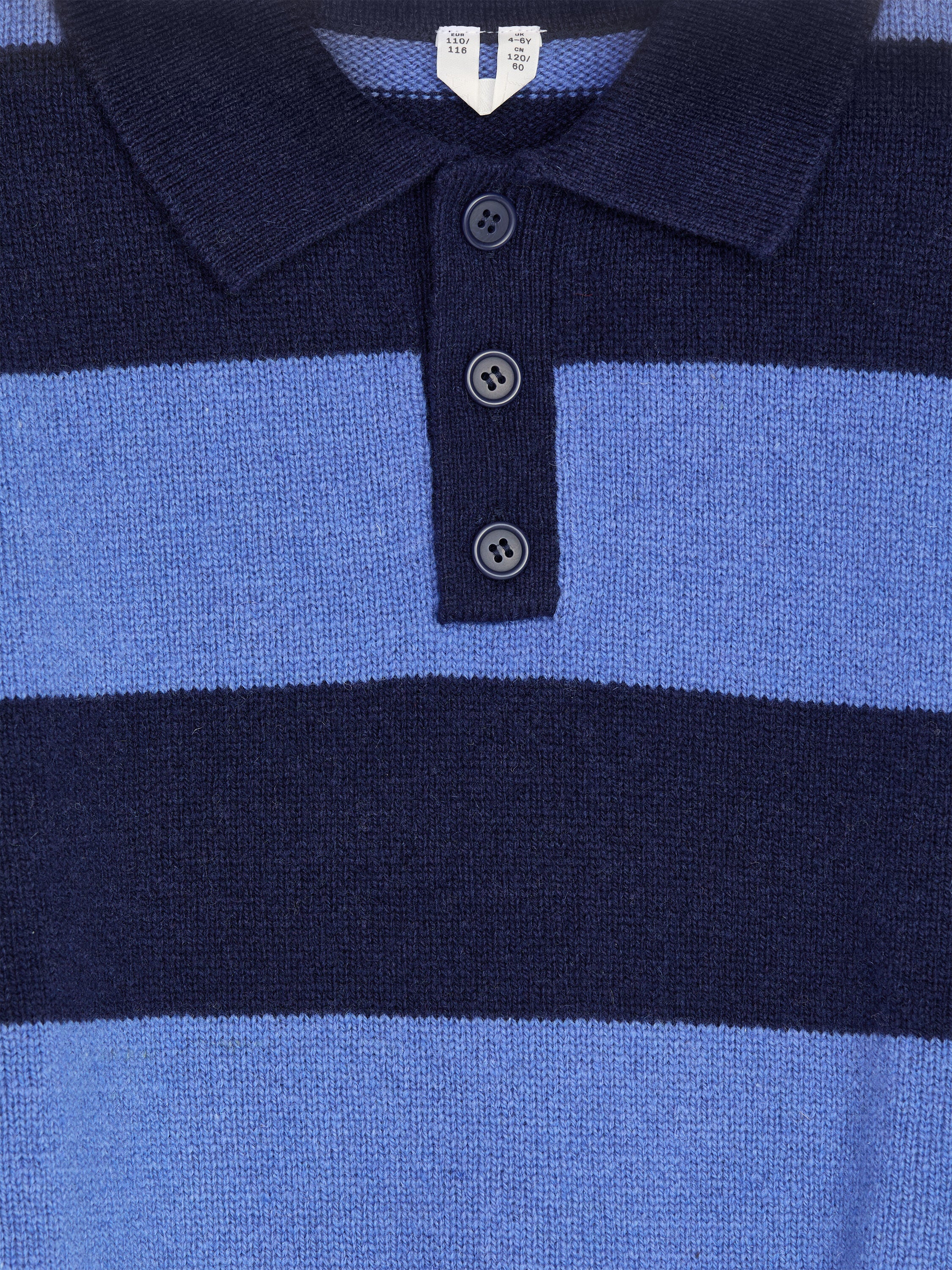 Knitted Wool Polo Shirt - Blue - Image 3