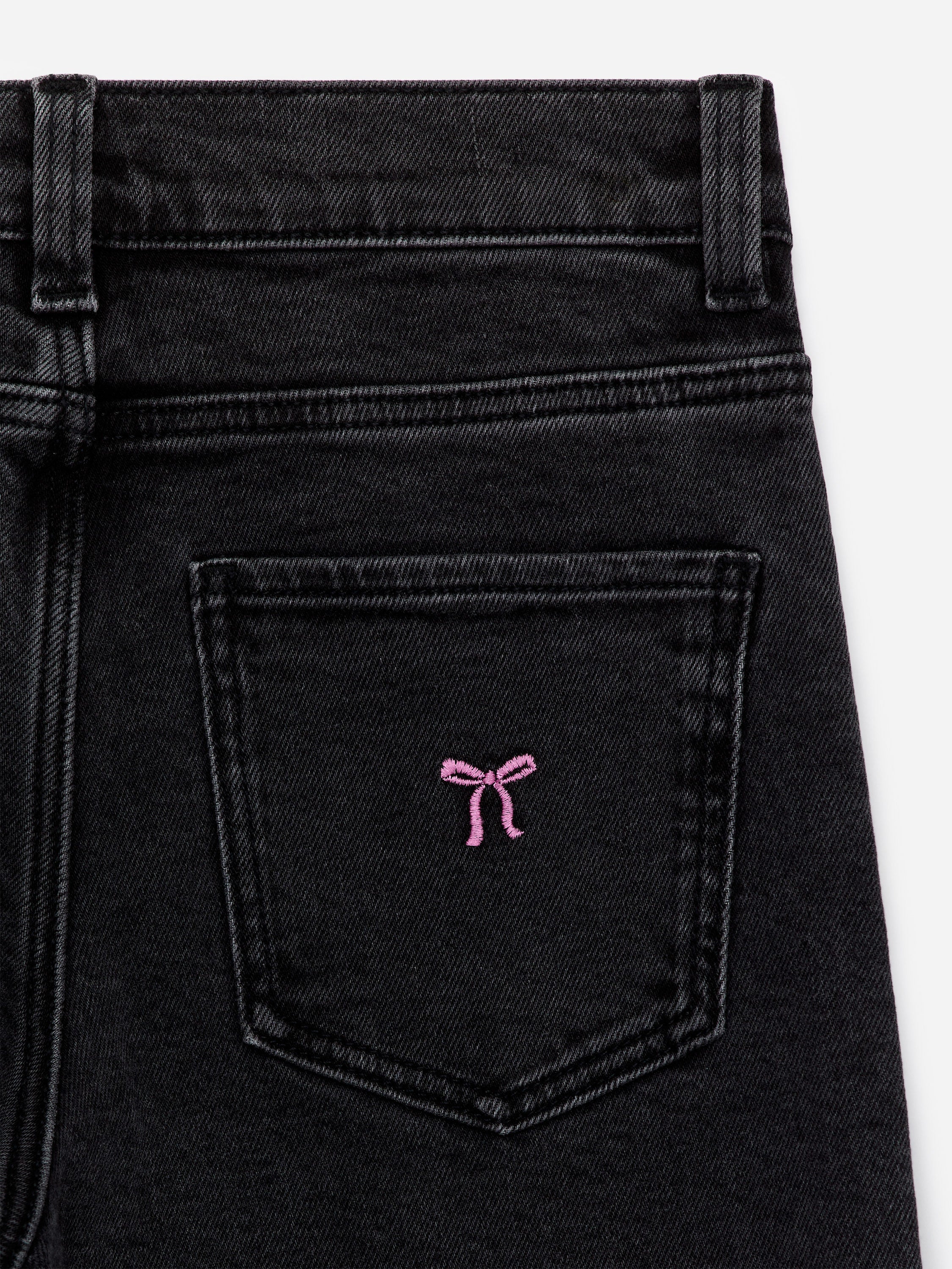Embroidered Denim Trousers - Black - Image 2
