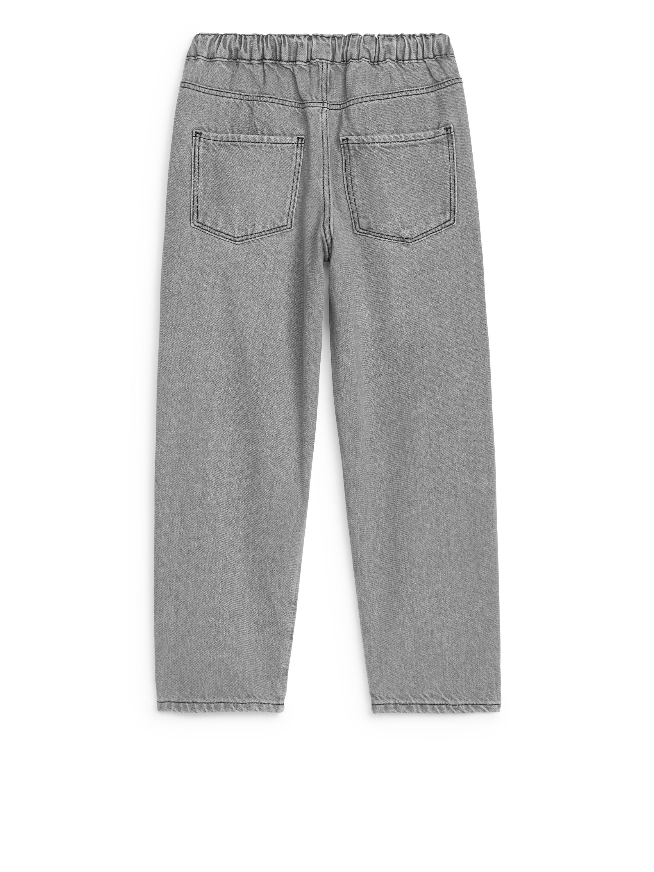 Pull-On Denim Trousers - Grey - Image 2