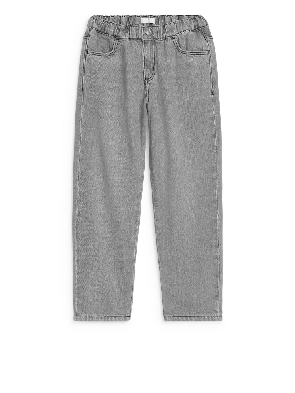 Pull-On Denim Trousers - Grey