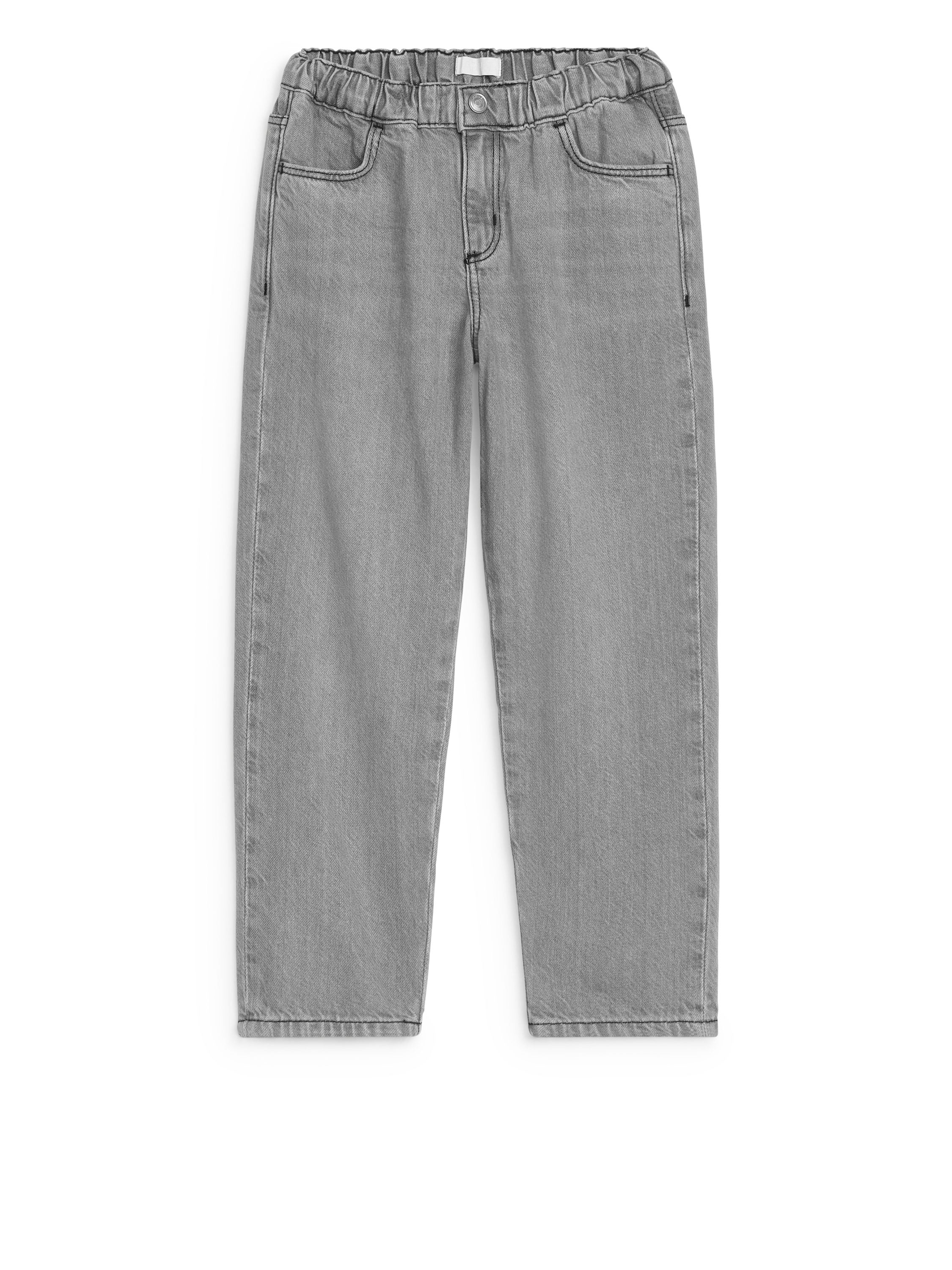 Pull-On Denim Trousers - Grey