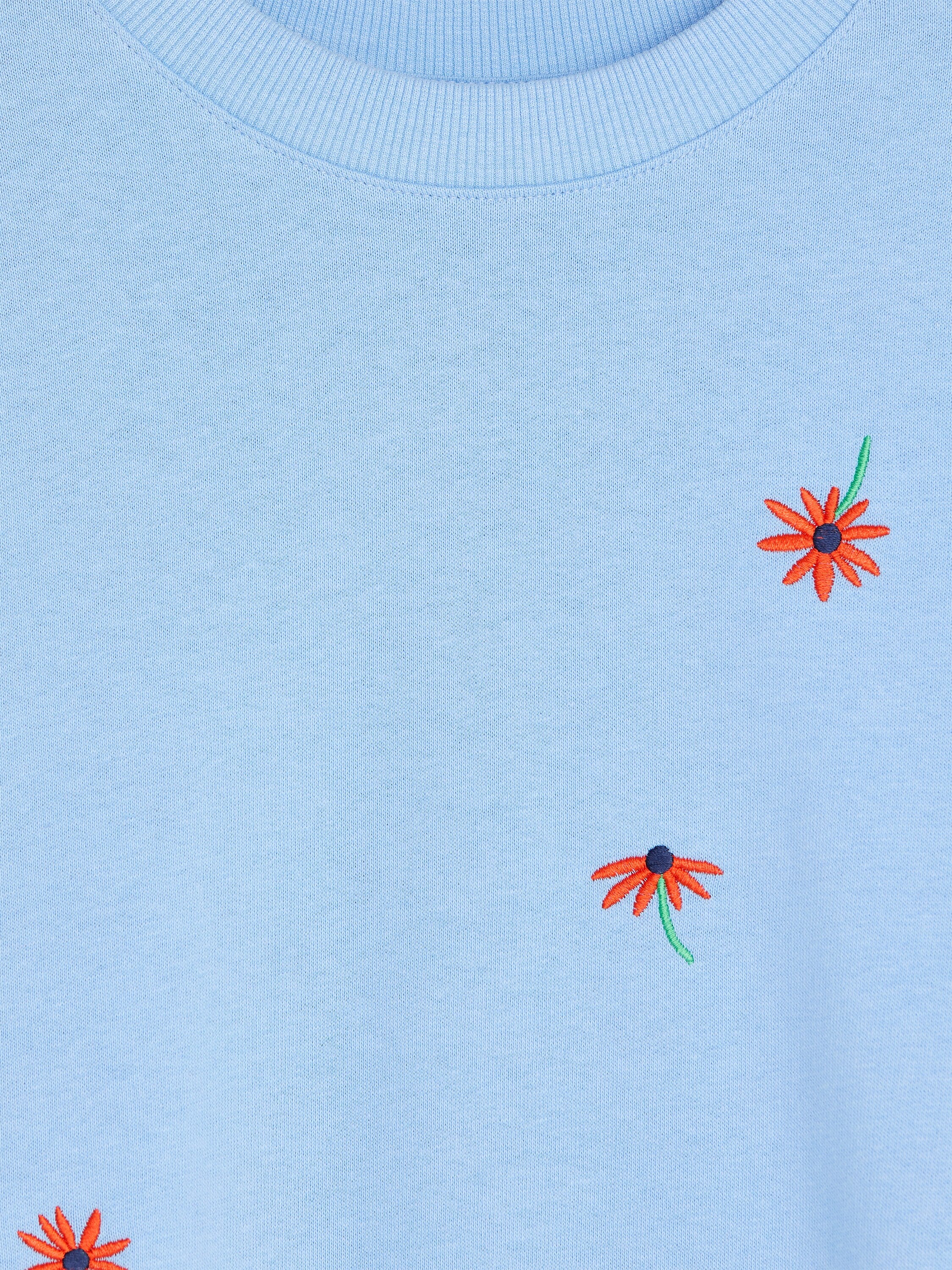Embroidered Sweatshirt Dress - Blue - Image 3