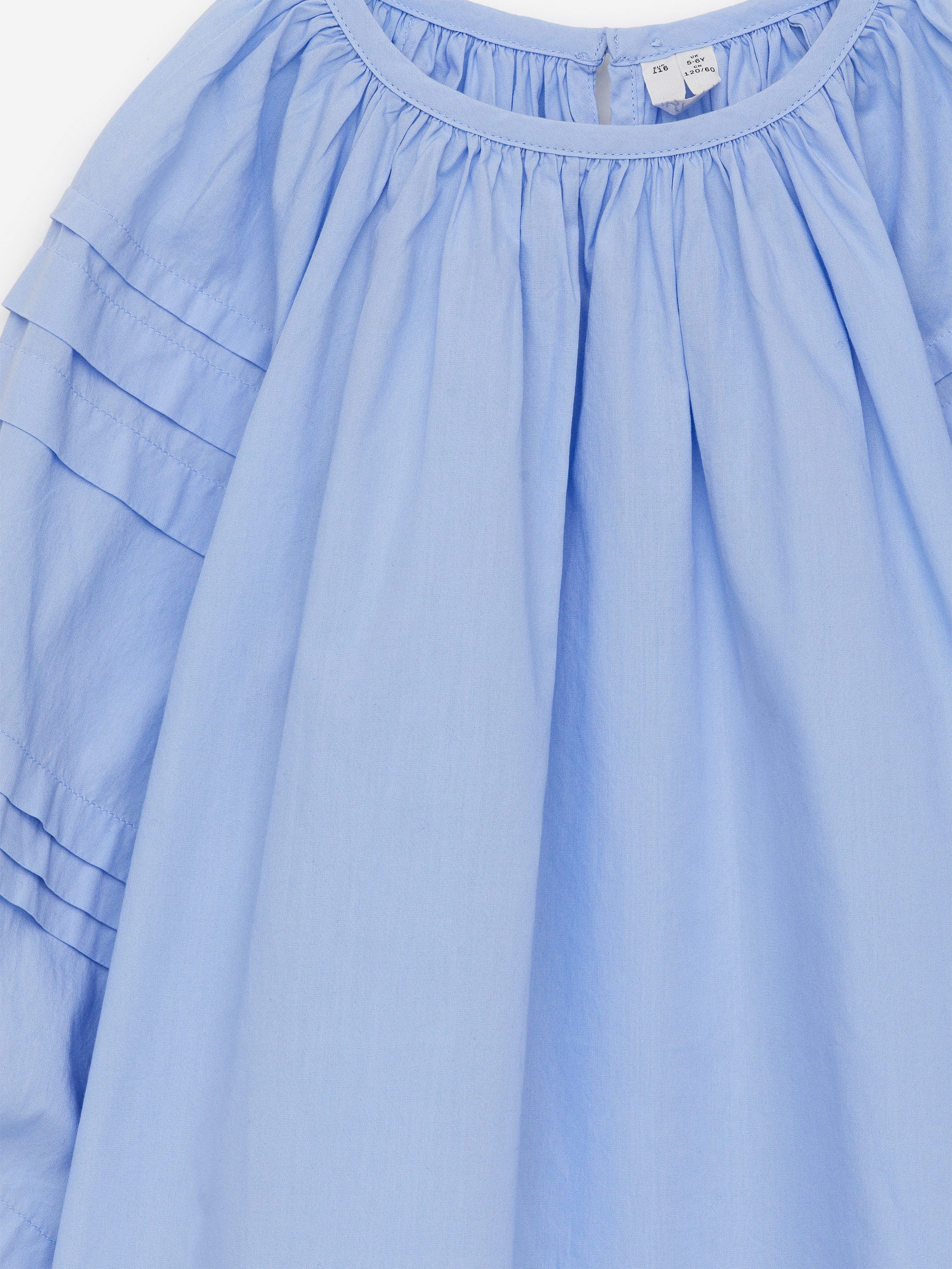 Tuck-Detail Poplin Dress - Blue - Image 3
