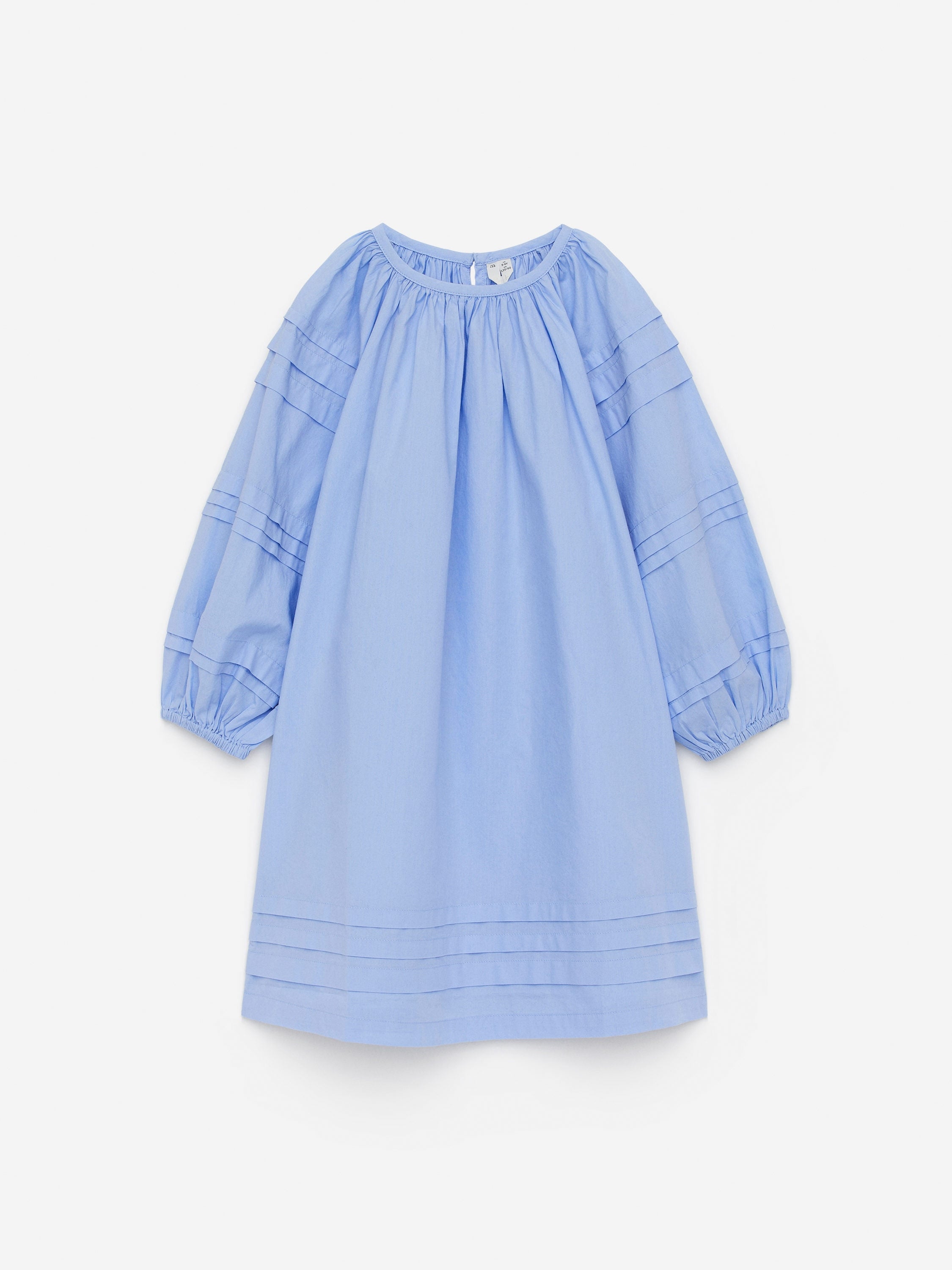 Tuck-Detail Poplin Dress - Blue