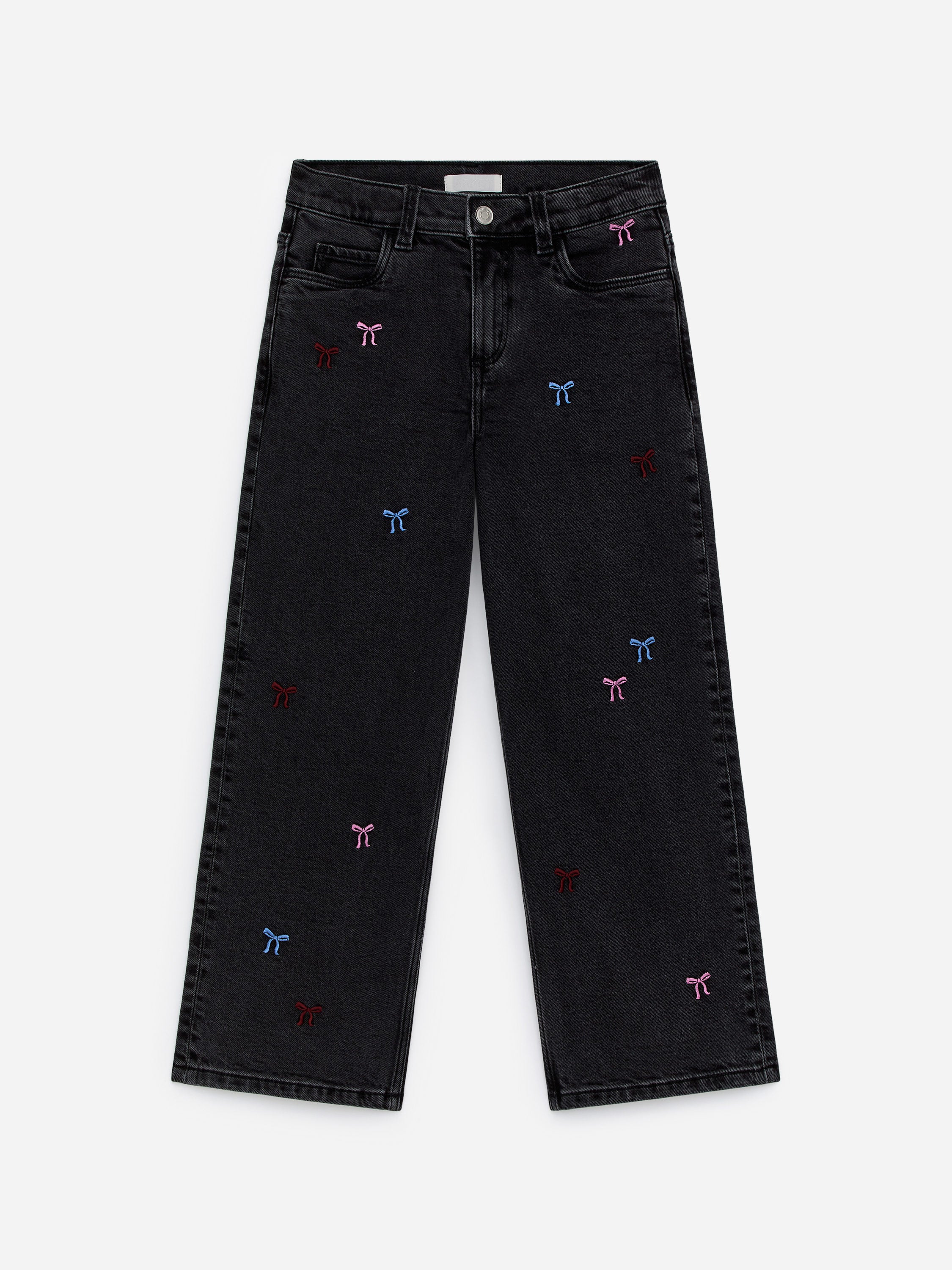 Embroidered Denim Trousers - Black