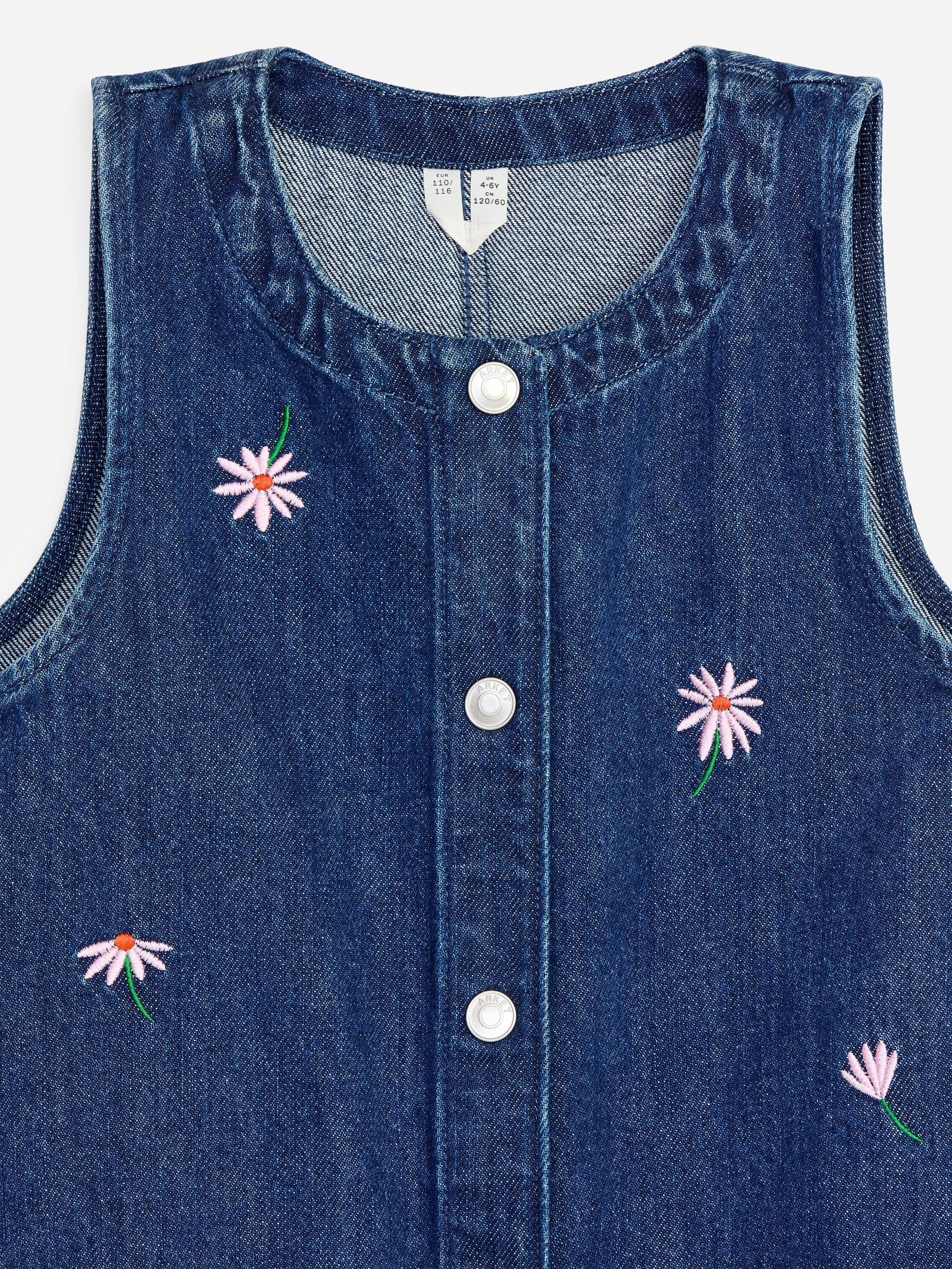 Embroidered Denim Dress - Blue - Image 3