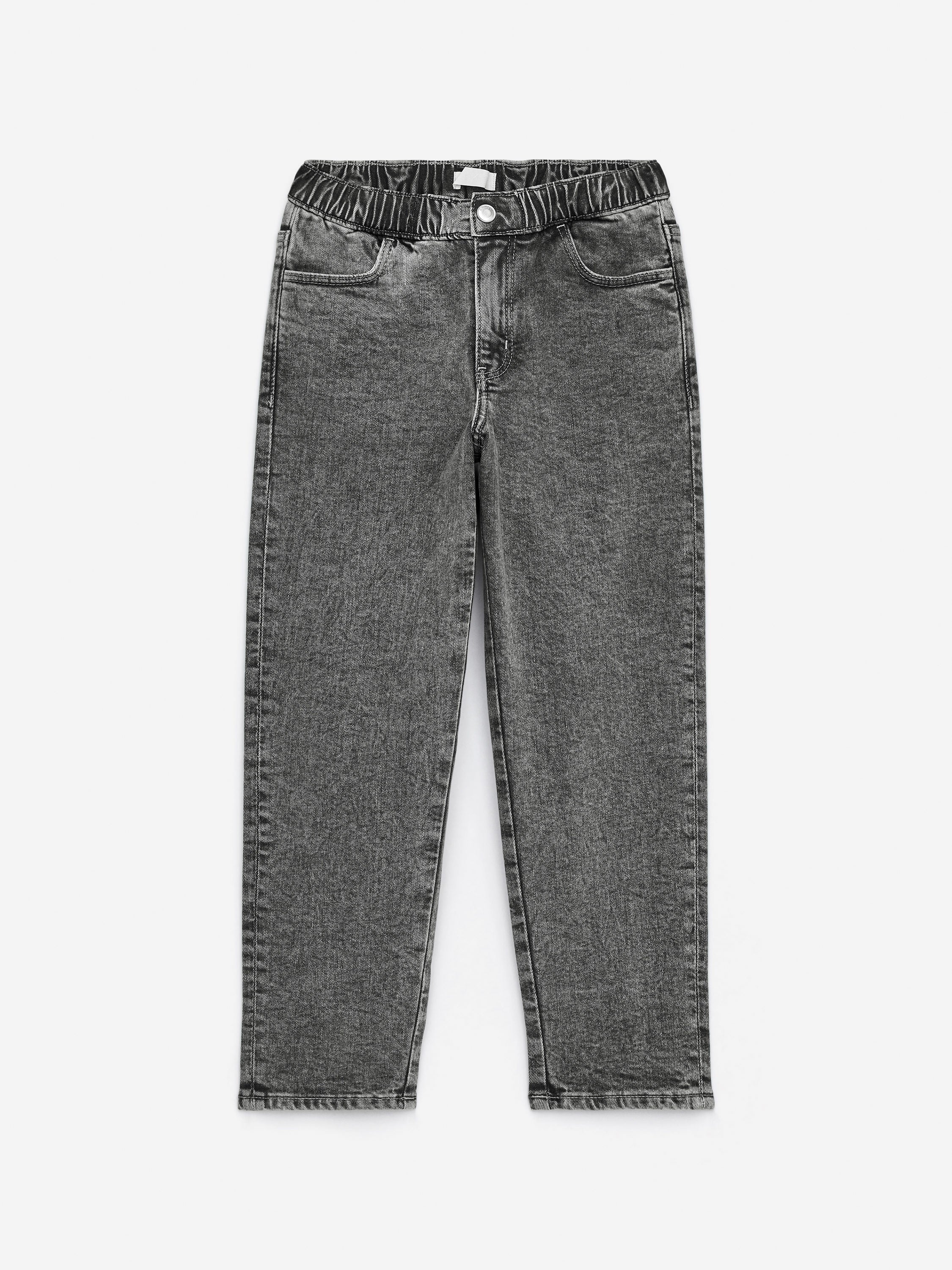 Pull-On Denim Trousers - Grey