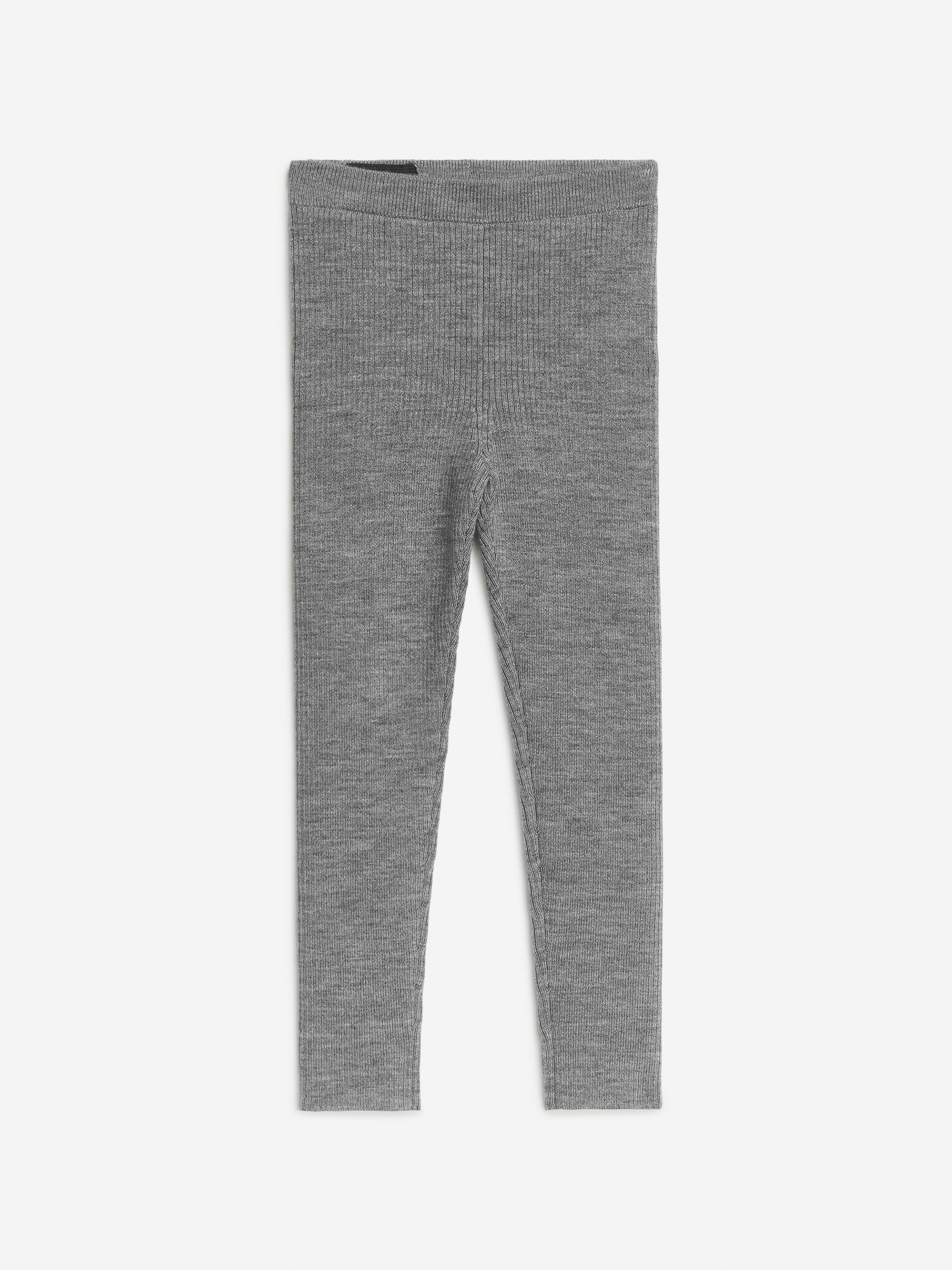 Wool-Blend Rib Leggings - Grey