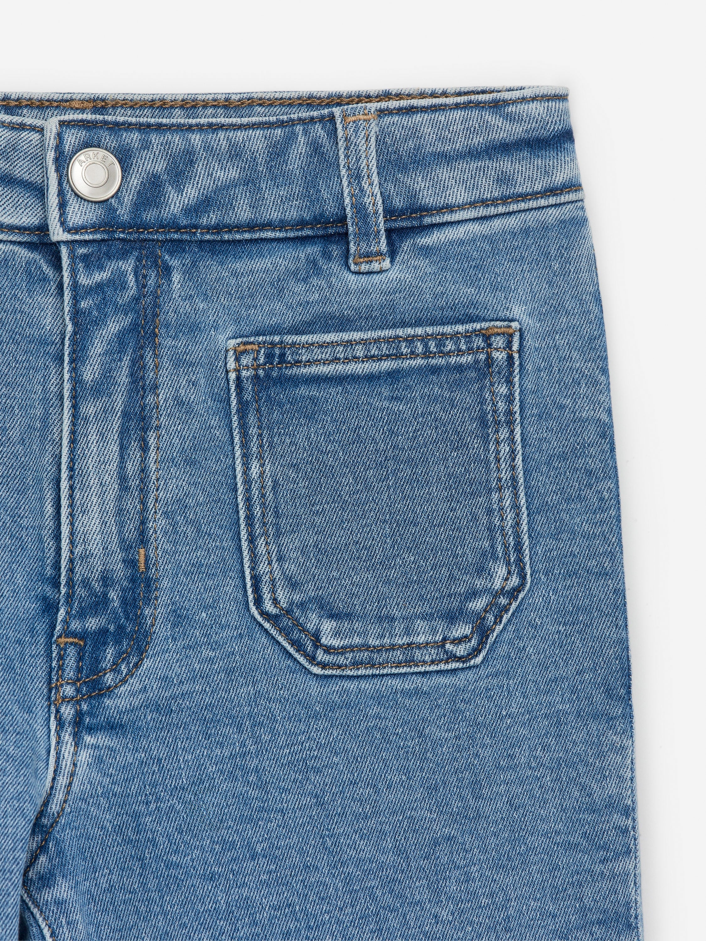 Flared Denim Trousers - Blue - Image 3